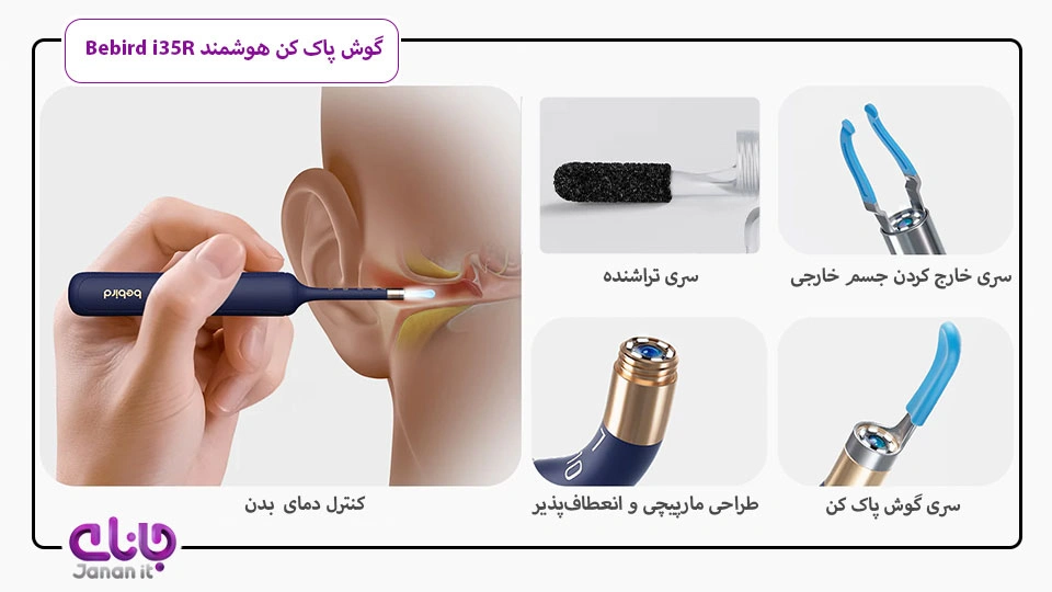 گوش پاک کن و جرم گیر هوشمند Bebird i35R